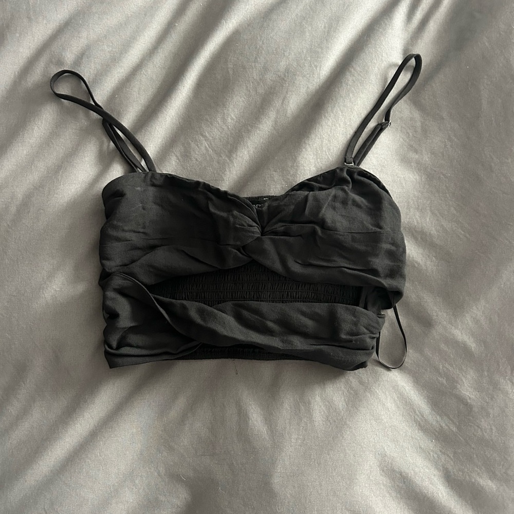 Cotton Candy Black Ruched Top